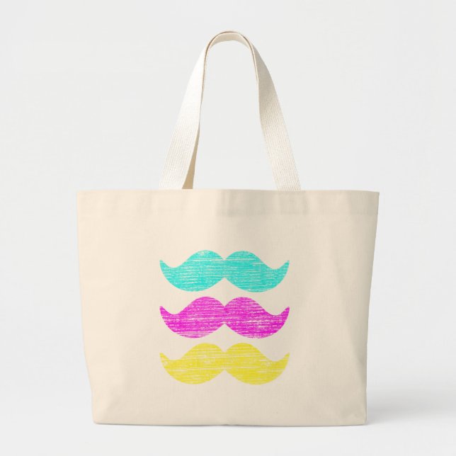 Färgglatt Retro Moustache Mönster Design Jumbo Tygkasse (Framsidan)