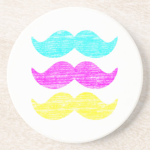 Färgglatt Retro Moustache Mönster Design Underlägg