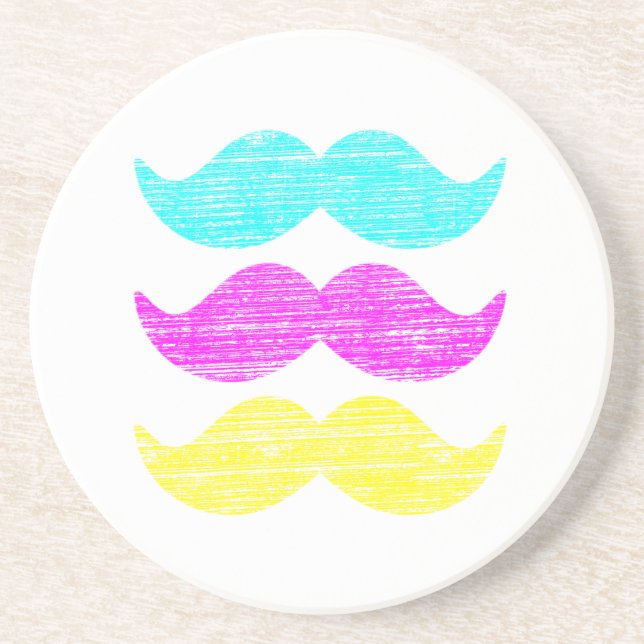 Färgglatt Retro Moustache Mönster Design Underlägg (Framsidan)
