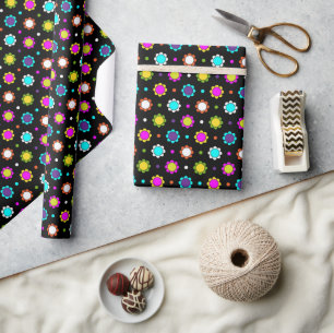 Färgglatt Retro Paisley Blommor Inpackningspapper Presentpapper