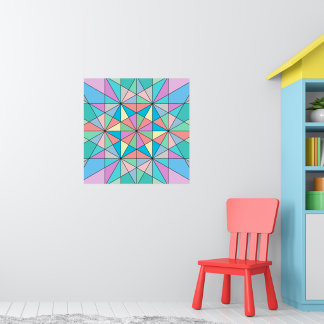 Färgglatt retro Pastell Mosaik Triangel Stjärnmöns Poster