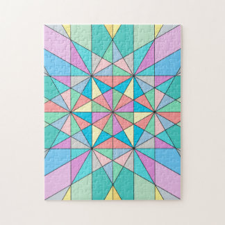 Färgglatt retro Pastell Mosaik Triangel Stjärnmöns Pussel