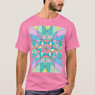 Färgglatt retro Pastell Mosaik Triangel Stjärnmöns T Shirt