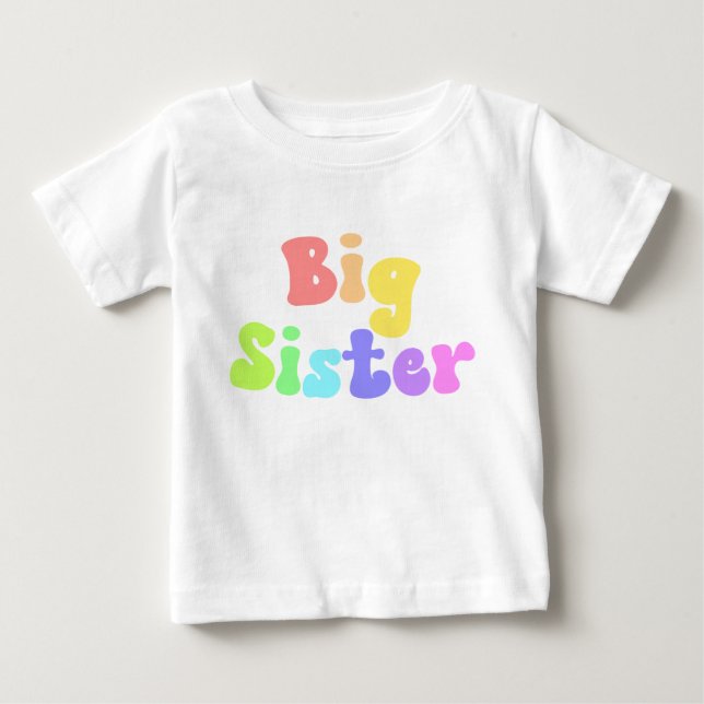 Färgglatt Retro-tecken Stor syster T Shirt (Framsida)