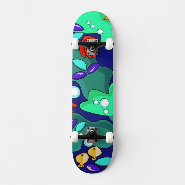 Färgglatt revfisk skateboarddäck mini skateboard bräda 18,5 cm (Framsida)