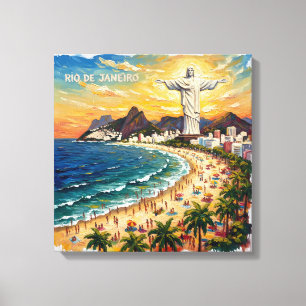 Färgglatt Rio de Janeiro Strandpromenad Canvas