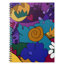 Färgglatt, roligt doodle-konst Spiral anteckningsb