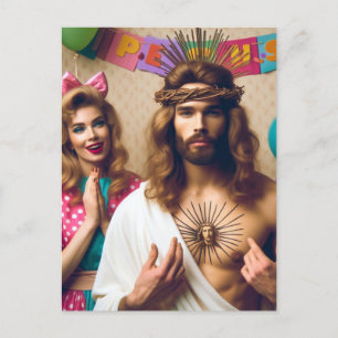 Färgglatt Roligt Glad Födelsedag Jesus Vykort