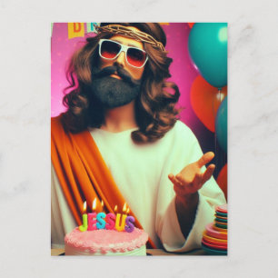 Färgglatt Roligt Glad Födelsedag Jesus Vykort