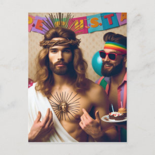 Färgglatt Roligt Glad Födelsedag Jesus Vykort