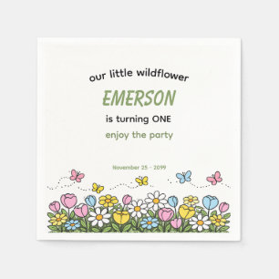 Färgglatt Roligt Litet Vildblomma 1-årsdag Pappersservett
