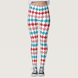 Färgglatt rutigt diamantmönster leggings