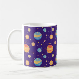 Färgglatt rymdmönster med planeter, stjärnor kaffemugg