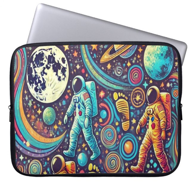 Färgglatt rymdpromenadmönster för astronauter laptop fodral (Framsidan)