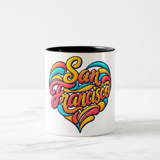 Färgglatt San Francisco-hjärtemugg Två-Tonad Mugg