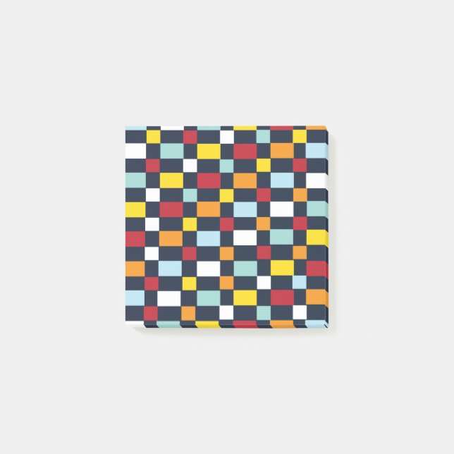 Färgglatt schackbrädemönster  post-it block (Framsida)