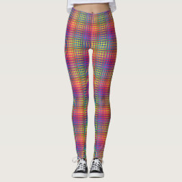 Färgglatt schackrutigt abstrakt mönster leggings