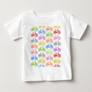 Färgglatt seamless för kallt gulligt cykelmönst tee shirt