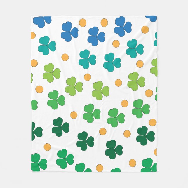 Färgglatt Shamrock-klöverblad Sömlöst Mönster F Fleecefilt (Framsidan)