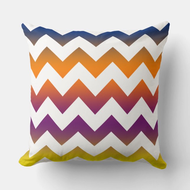 Färgglatt sicksack-randigt kastkuddfodral kudde (Framsida)