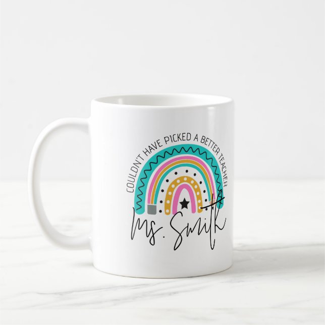 Färgglatt skolregnbåge lärare uppskattning present kaffemugg (Vänster)