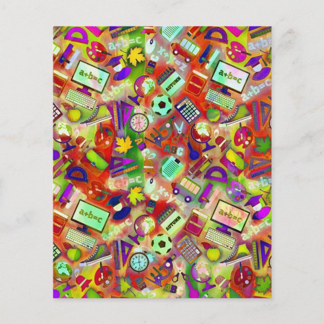 Färgglatt skoltema skrapbok bakgrundspapper (Framsida)