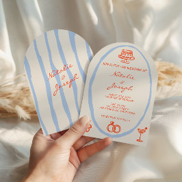 Färgglatt Skriftmålat Whimsical Valmt Bröllop Inbjudningar