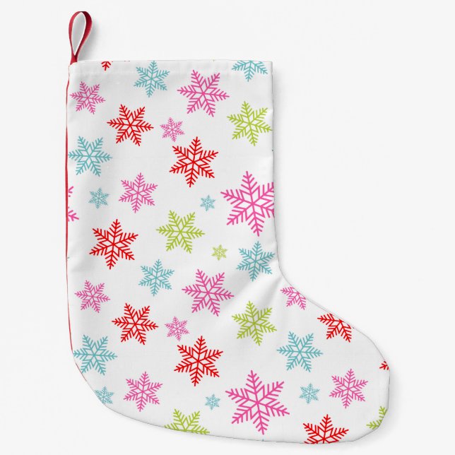 Färgglatt snöflingemönster – Festiv vinterdesign Liten Julstrumpa (Framsidan)