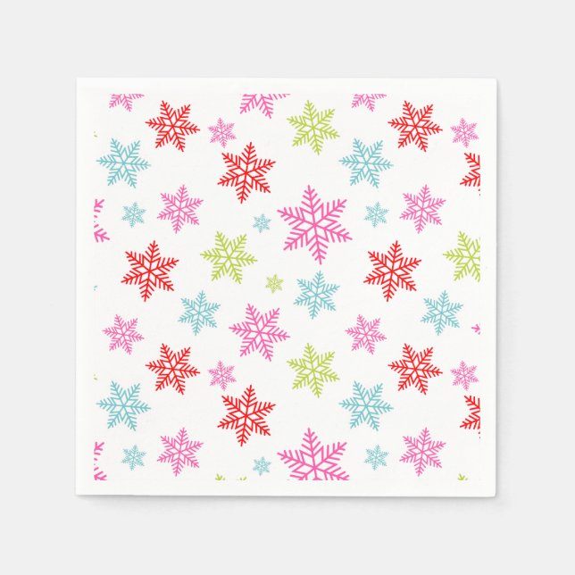 Färgglatt snöflingemönster – Festiv vinterdesign Pappersservett (Framsidan)