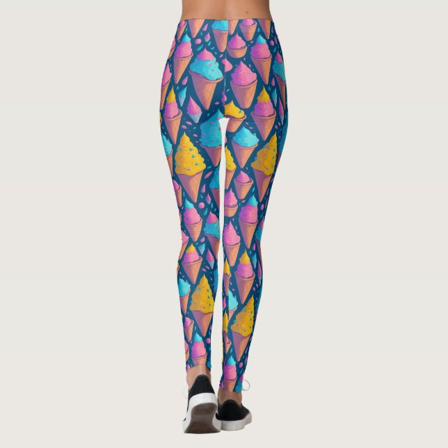 Färgglatt sommar-glasskoner-sötmönster  leggings (Baksida)