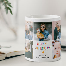 Färgglatt Sött Första Mors Dag Foto Collage Kaffemugg