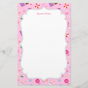 Färgglatt sött godismönster för flickor brevpapper