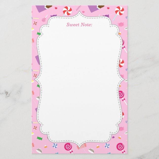 Färgglatt sött godismönster för flickor brevpapper (Framsida)