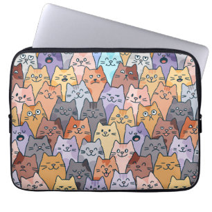 Färgglatt sött kattmönster med fantasifulla kattan laptop fodral