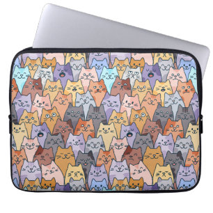 Färgglatt sött kattmönster med fantasifulla kattan laptop fodral