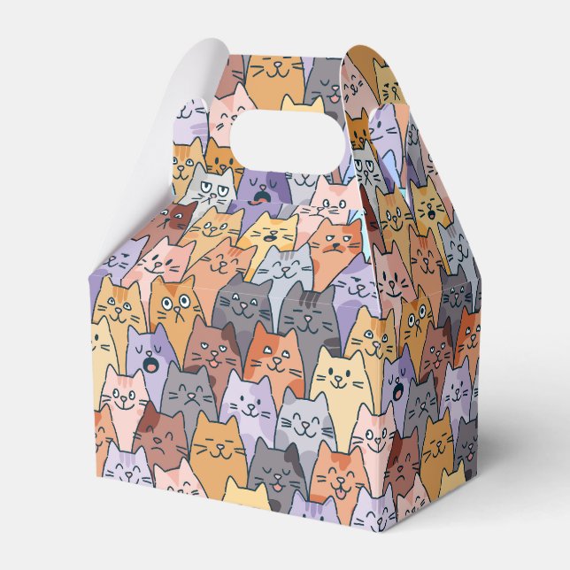 Färgglatt sött kattmönster med fantasifulla kattan presentaskar (Framsidan Sidan)