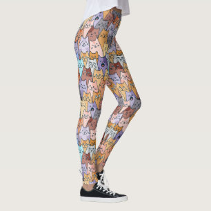 Färgglatt Sött Kattmönster med Whimsical Kattansik Leggings