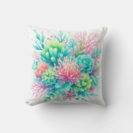 Färgglatt Sött Korall Havsliv Marin Kustnära Stran Kudde