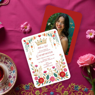 Färgglatt spansk mexikansk Quince-floral kant Inbjudningar