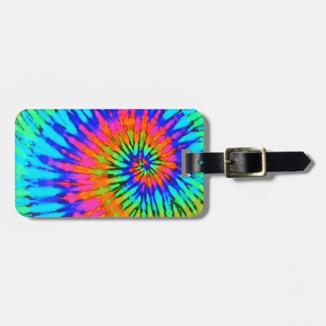 Färgglatt Spiral Tie Dye Bagageetikett Bagagebricka (Horisontell Framsida)