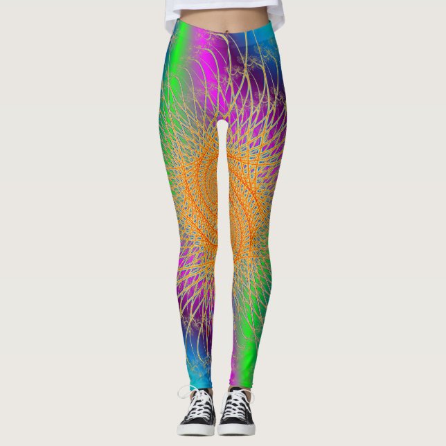 Färgglatt spiralformat mönster leggings (Framsida)
