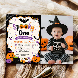 Färgglatt spöklig Halloween-födelsedagsfest Foto Inbjudningar