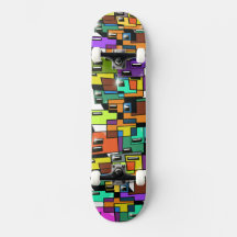 Färgglatt stadslandskap Skateboarddäck