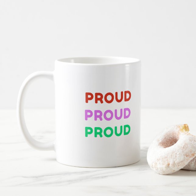 Färgglatt Staplat Stolt Retro HBTQ Stolthet Kaffemugg (Med munk)