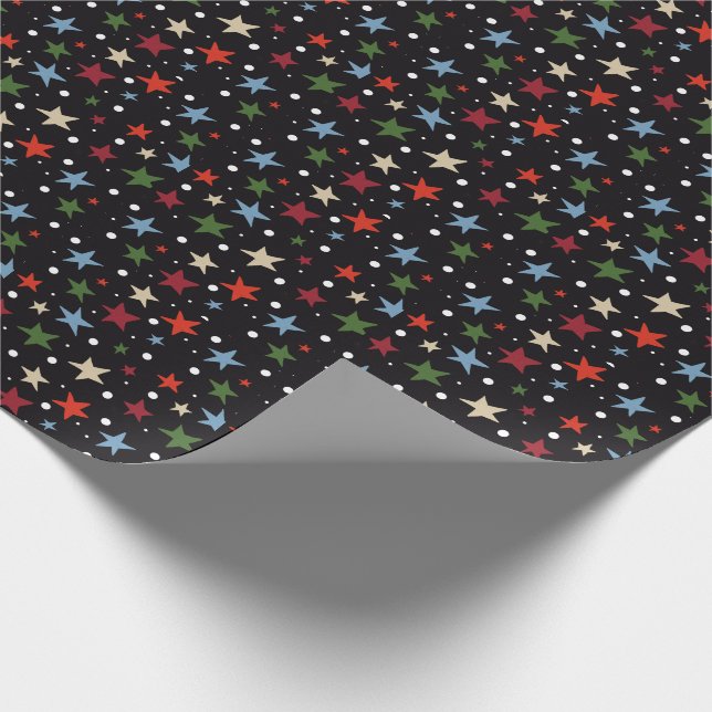 Färgglatt stjärnmönster presentpapper (Hörn)