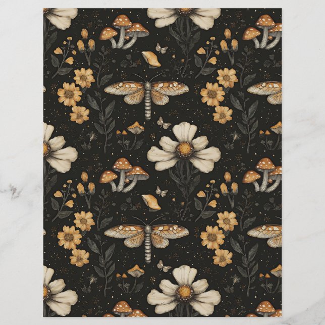 färgglatt svamp höst mönster scrapbookpapper (Framsida)