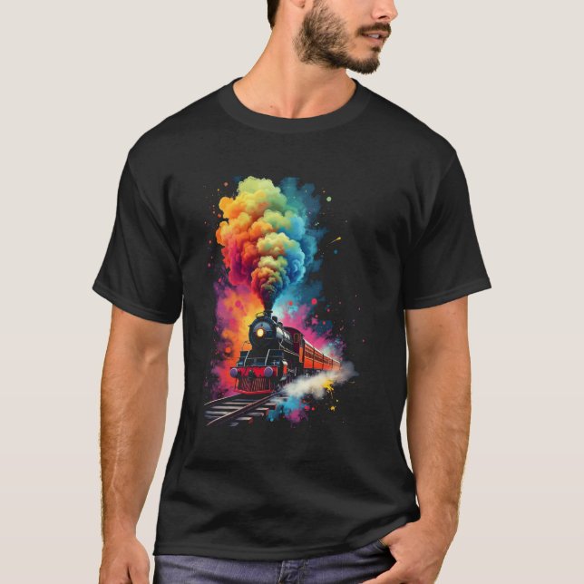 Färgglatt tåg t shirt (Framsida)