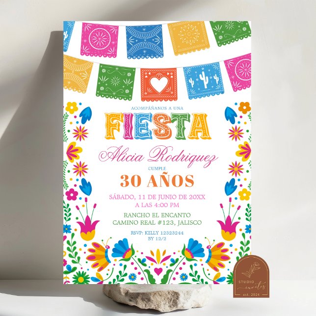 Färgglatt Talavera Mexikansk Fiesta Födelsedagsfir Inbjudningar (Skapare uppladdad)