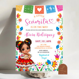 Färgglatt Talavera Mexikansk Senorita Baby Shower Inbjudningar