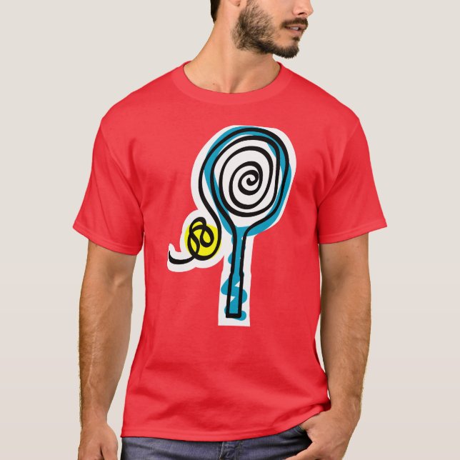 Färgglatt tennisracketsträng t-shirt (Framsida)